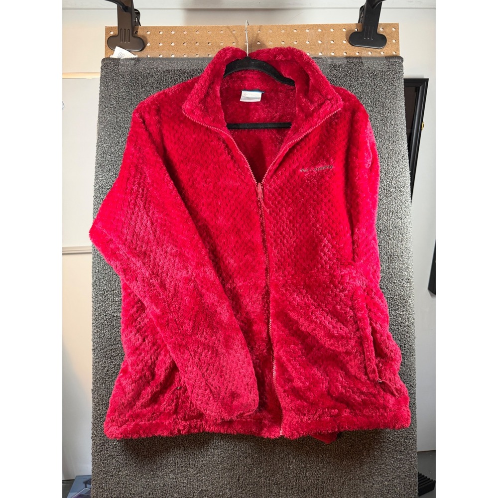 Columbia Fleece Jacket Womens L Red Interchange Full Zip High Pile Fuzzy 258